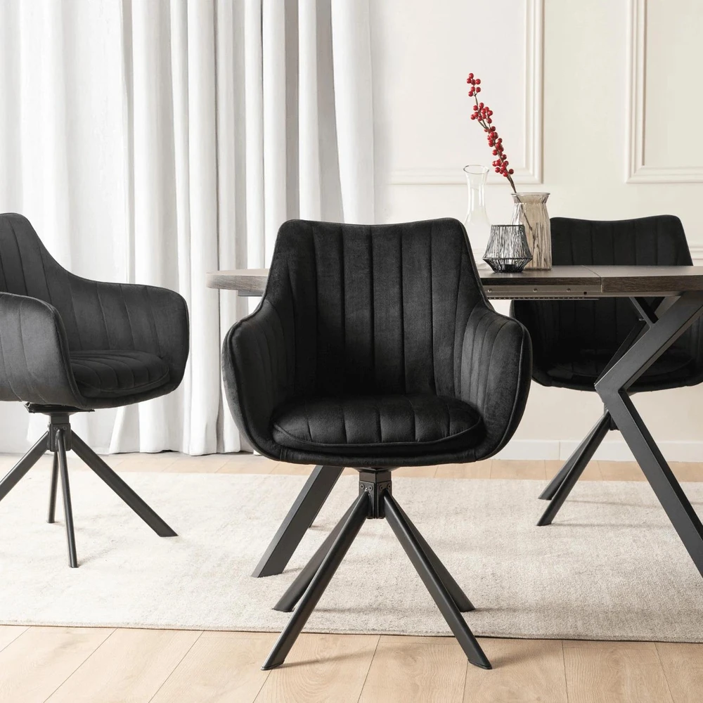 Mebel Elite Sukamoji kėdė MUMBAI, veliūrinė, juoda