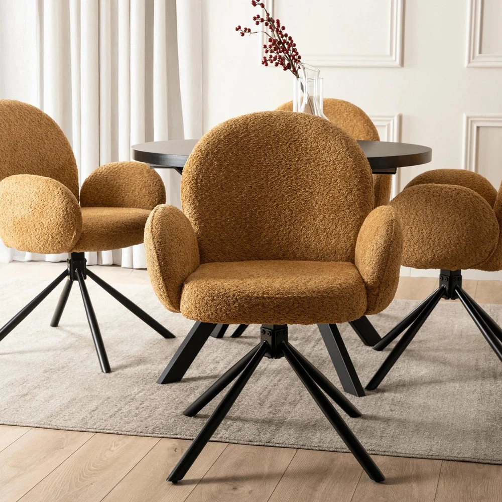 Fotelis Mebel Elite Sukamoji kėdė MUSSO su porankiais, 68 × 57 × 90 cm, garstyčių spalvos