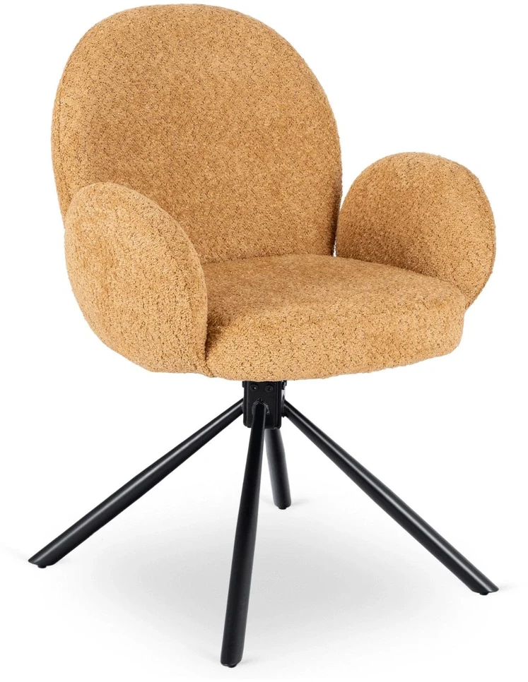 Fotelis Mebel Elite Sukamoji kėdė MUSSO su porankiais, 68 × 57 × 90 cm, garstyčių spalvos