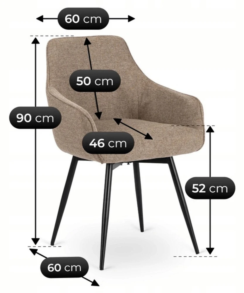 Fotelis Mebel Elite Minkštas besisukantis svetainės krėslas LARISA, smėlio spalvos, modernus