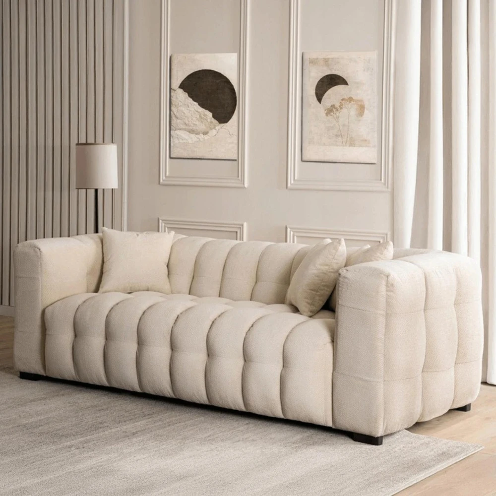 Mebel Elite Trivietė sofa, 235 × 105 × 77 cm, kreminė