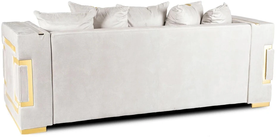 Mebel Elite Trivietė sofa PALLAZO, 170 × 70 × 47 cm, kreminės ir auksinės spalvos