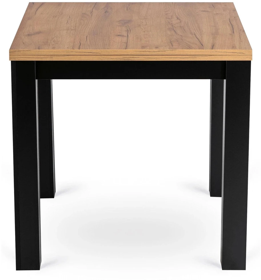 Mebel Elite Valgomojo komplektas – išskleidžiamas stalas ir 4 kėdės, 80 × 80–160 cm, ąžuolo ir juodos spalvos
