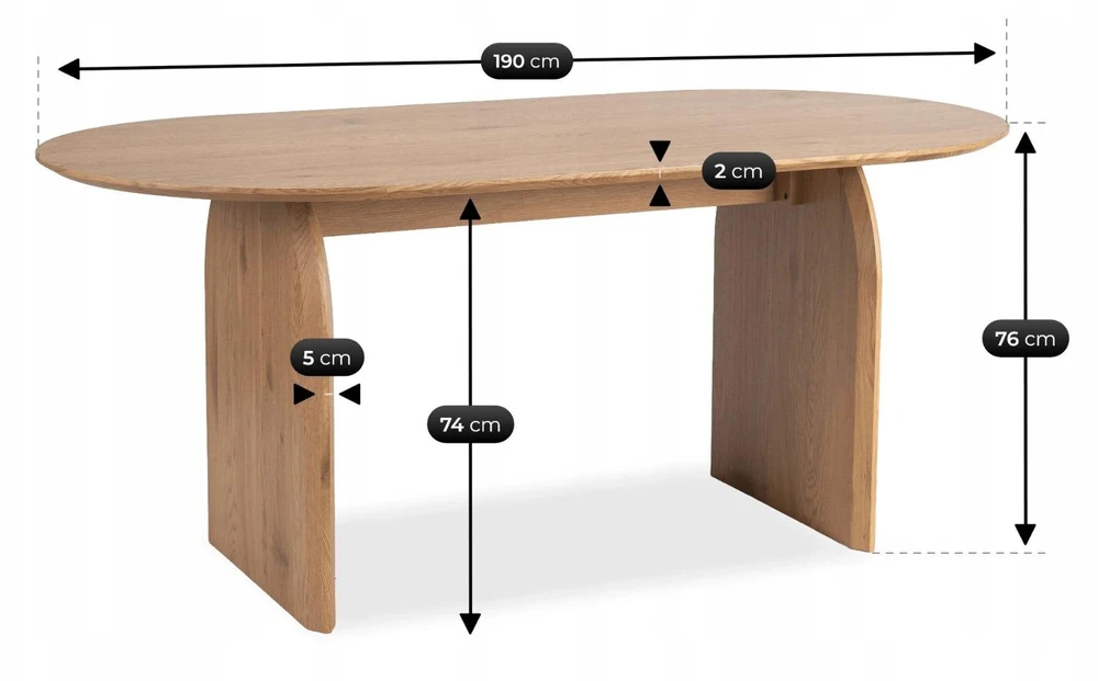 Mebel Elite Valgomojo stalas, 190 × 90 cm, ąžuolo spalvos