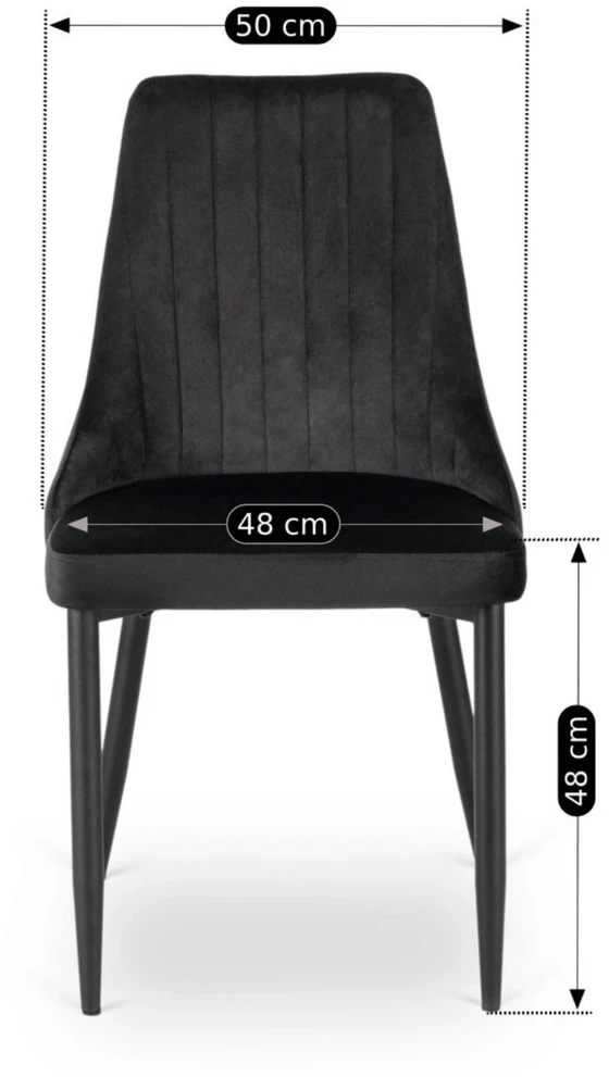 Mebel Elite Veliūrinė kėdė BARI, 50 × 50 × 90 cm, juoda
