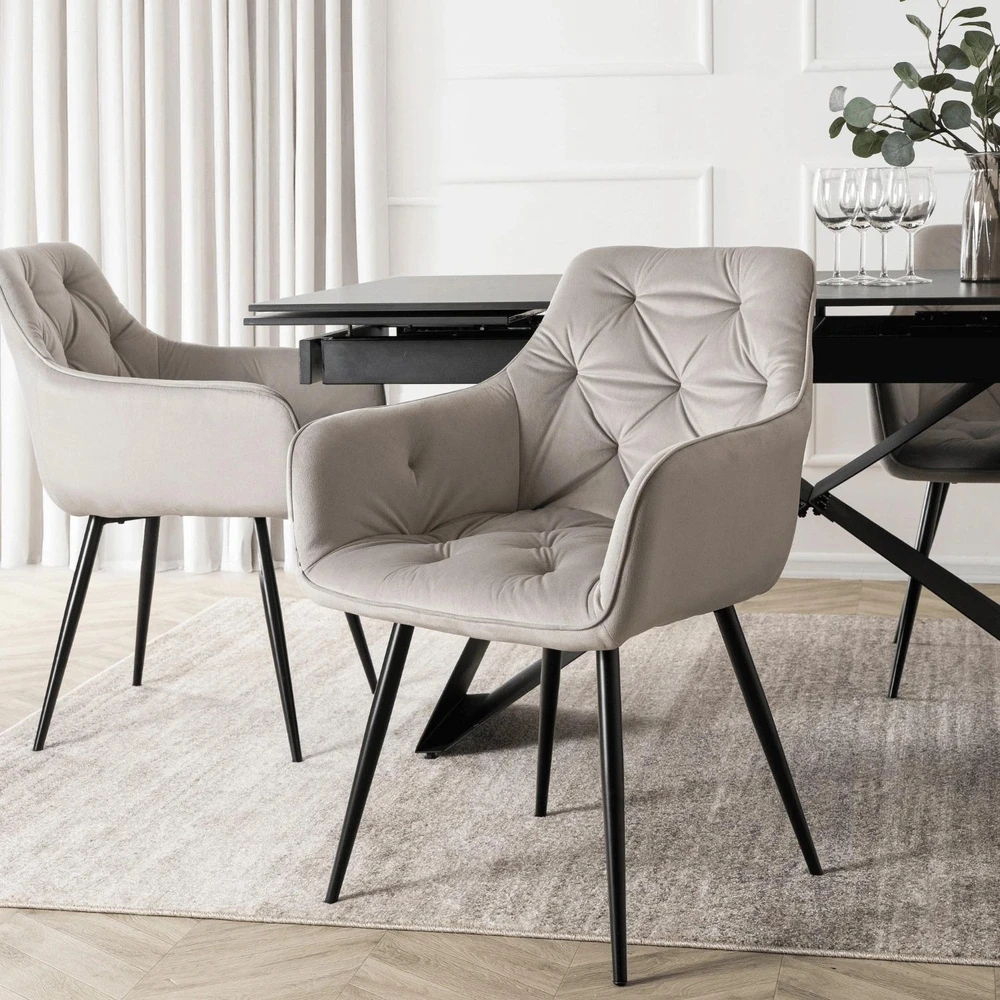 Mebel Elite Veliūrinė kėdė MODESTO su porankiais, pilka