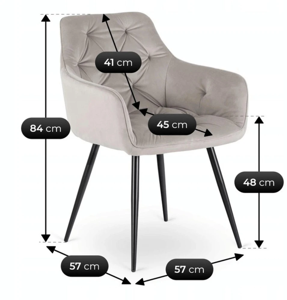 Mebel Elite Veliūrinė kėdė MODESTO su porankiais, pilka