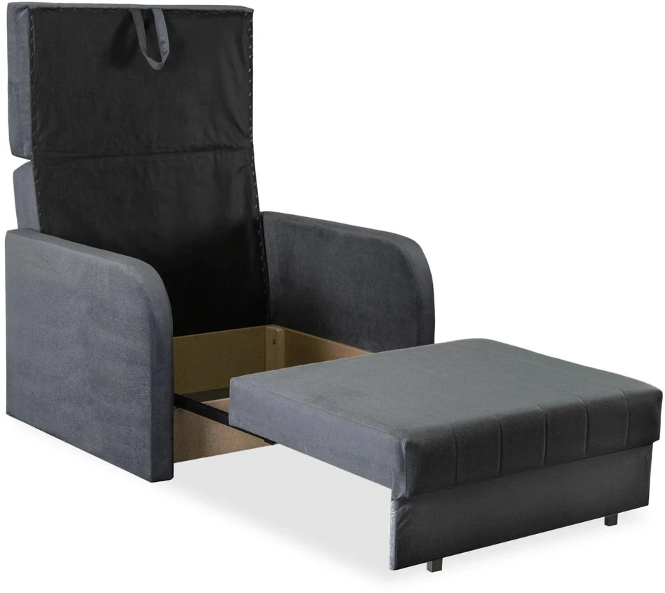 Mebel Elite Vienvietis fotelis-lova, miegamoji vieta 195 × 82 cm, pilkas