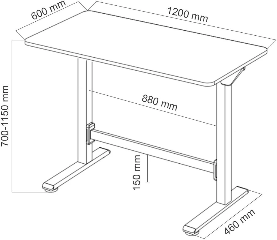 Pneumatiškai reguliuojamas rašomasis stalas Spacetronik SPEO101, 120 × 60 cm, baltas