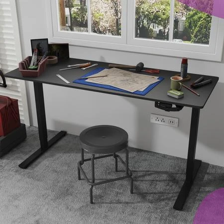 Rankiniu būdu reguliuojamo aukščio rašomasis stalas Spacetronik SPE-O113 Moris, 140 × 60 cm, juodas