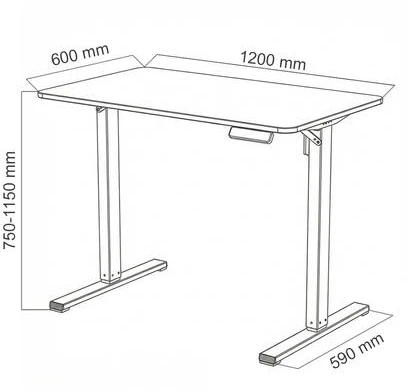 Spacetronik Elektrinis rašomasis stalas su aukščio reguliavimu, 120 × 60 cm, baltomis kojomis