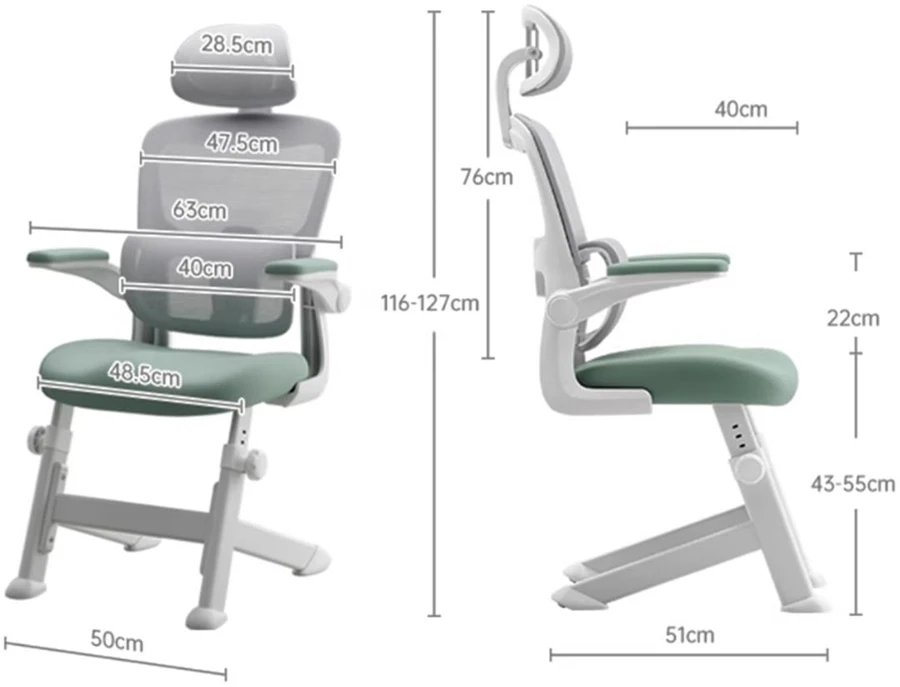 Spacetronik Ergonominė vaikiška kėdė su reguliuojamais porankiais, mėlyna