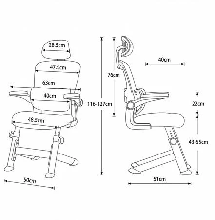 Spacetronik Ergonominė vaikiška kėdė su reguliuojamais porankiais, mėlyna