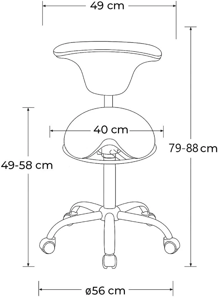 Spacetronik Ergonomiška reguliuojama taburetė su atlošu SELLA 2, juoda