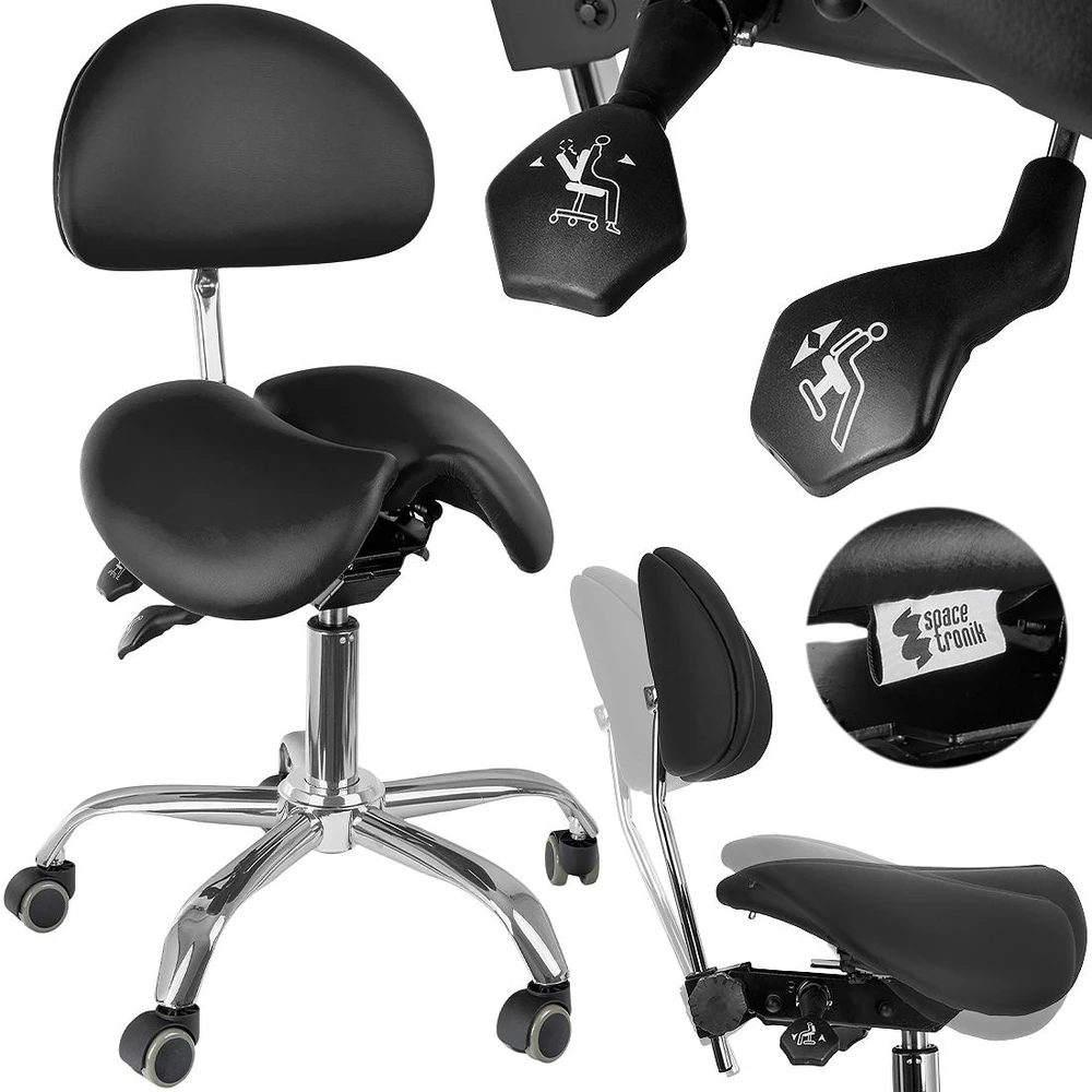 Spacetronik Reguliuojama ergonominė balninė kėdė SELLA 3, juoda