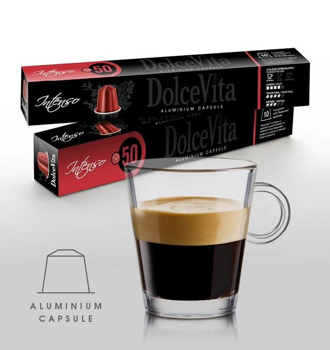 Aliuminio kavos kapsulės INTENSO, 10 kaps., Dolce Vita, Nespresso® aparatams
