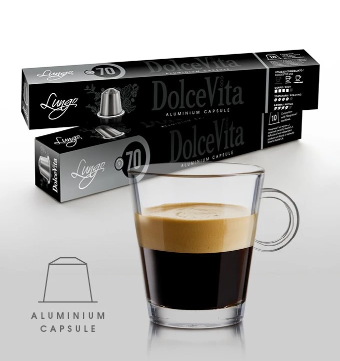 Aliuminio kavos kapsulės LUNGO, 10 kaps., Dolce Vita, Nespresso® aparatams