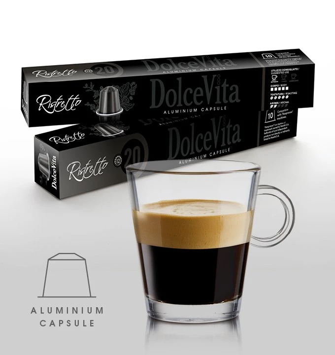 Aliuminio kavos kapsulės RISTRETTO, 10 kaps., Dolce Vita, Nespresso® aparatams