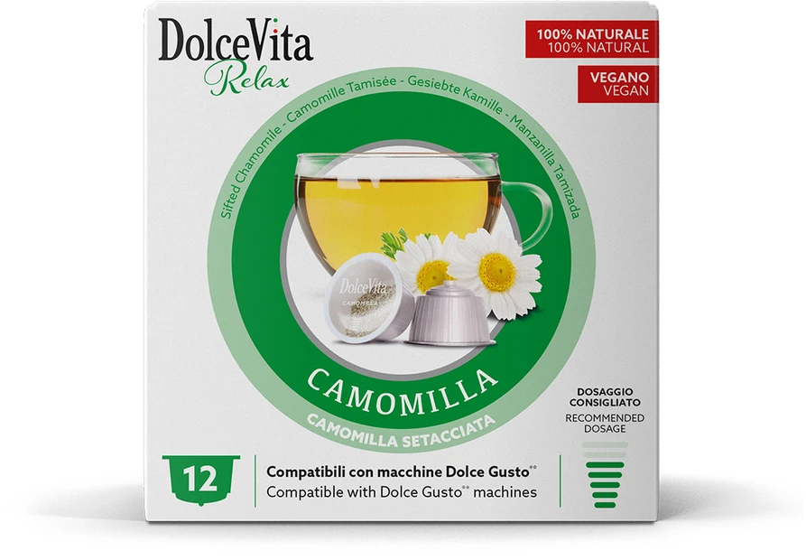 Arbatos kapsulės CHAMOMILE ramunėlių, 12 kaps., Dolce Vita, Dolce Gusto® aparatams