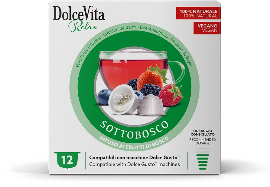 Arbatos kapsulės SOTTOBOSCO vaisinės, 12 kaps., Dolce Vita, Dolce Gusto® aparatams