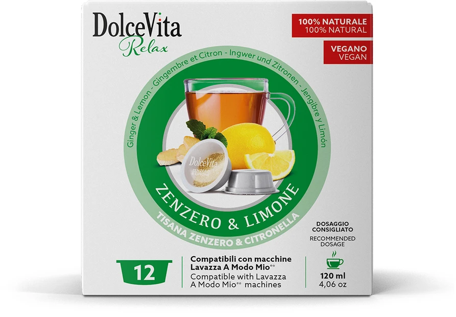 Arbatos kapsulės ZENZERO & LIMONE imbiero ir citrinų, 16 kaps., Dolce Vita, A Modo Mio® aparatams