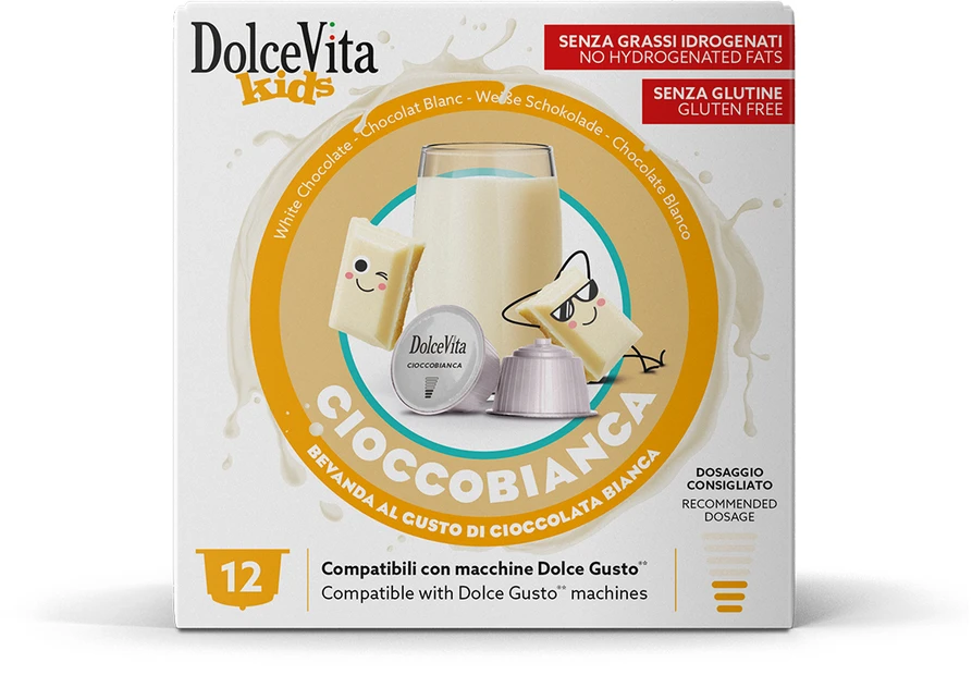 Baltojo šokolado kapsulės CIOCCOBIANCA, 12 kaps., Dolce Vita, Dolce Gusto® aparatams