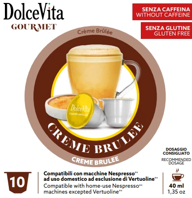 Desertinės kapsulės CREME BRULEE, 10 kaps., Dolce Vita, Nespresso® aparatams