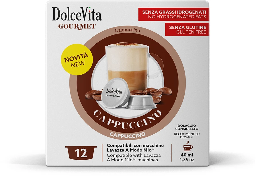 Kapučino kavos kapsulės CAPPUCCINO, 12 kaps., Dolce Vita, A Modo Mio® aparatams