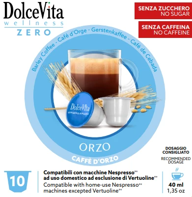 Miežių gėrimo kapsulės ORZO NATURALE, 10 kaps., Dolce Vita, Nespresso® aparatams