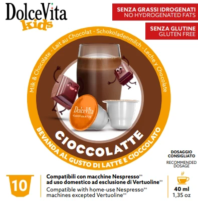 Pieninio šokolado kapsulės CIOCCOLATTE, 10 kaps., Dolce Vita, Nespresso® aparatams