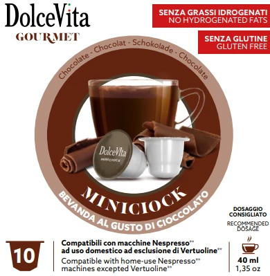 Šokolado kapsulės MINICIOCK, 10 kaps., Dolce Vita, Nespresso® aparatams