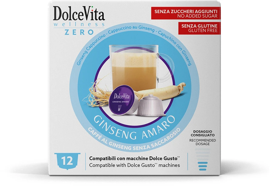 Ženšenio kavos kapsulės GINSENG AMARO (be cukraus), 10 kaps., Dolce Vita, Nespresso® aparatams