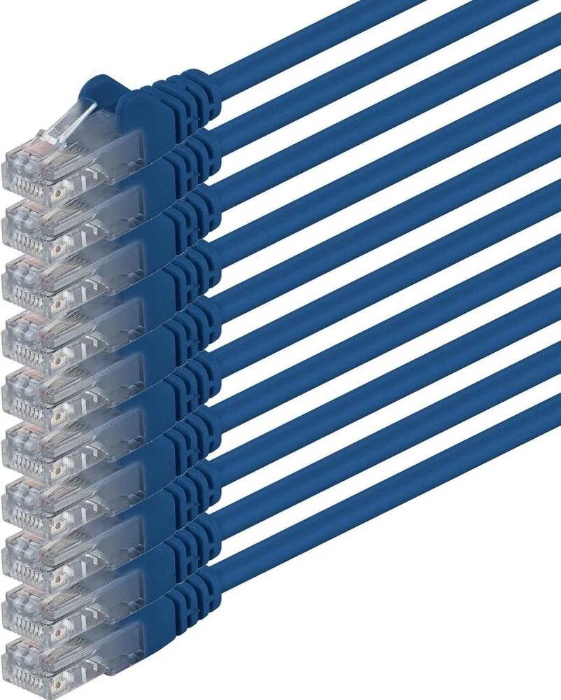 0,25 m cat 6 ethernet kabelis gigabit rj45 lan patch cord suderinamas su internetu, maršrutizatoriumi, modemu, smart tv, pc ir nešiojamojo kompiuterio jungikliu modemu mėlynas - 10 vienetų - 0,25 m