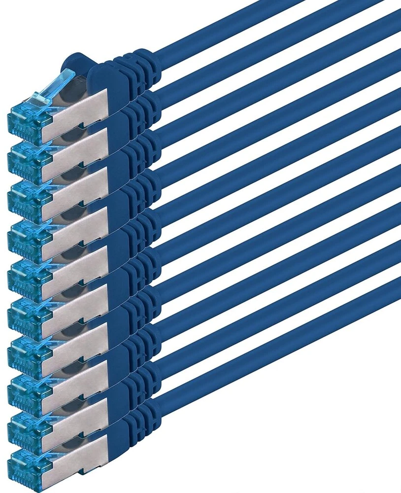 0.25 m - Cat6a - tinklo kabelis mėlynas - 10 vnt. Cat 6 A patch kabelis 10000 Mbit/s Sftp Pimf 500 Mhz, suderinamas su Cat5 Cat6 Cat7 Dsl interneto jungikliu maršrutizatoriumi