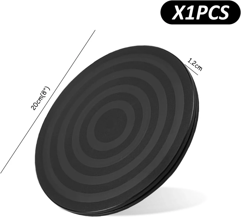 1 x 360° besisukantis padėklas, pakavimo ir sandarinimo padėklas, neslystantis molio skulptūros padėklas, besisukantis pagrindas, torto padėklas, besisukantis ekspozicinis stovas (juodas) (Ekspozicinė prekė)