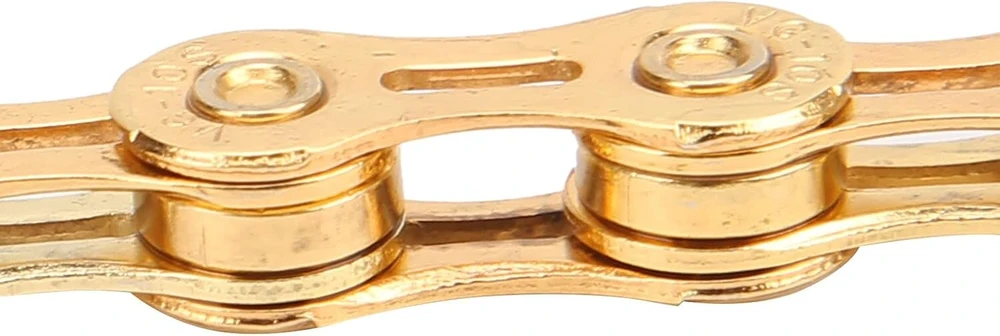 10 greičių kalnų dviračio grandinė, anglinio plieno dviračio grandinė, 116 grandžių, 1/2 colio x 11/128 colio, aukso spalvos