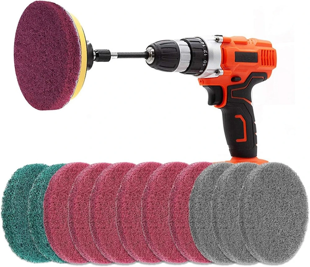 10 valymo padėkliukų šepetėlių rinkinys, suderinamas su bosch home and garden akumuliatoriniu valymo šepečiu universal brush (2 x mikropluošto padėkliukai, 2 x virtuvės padėkliukai, 2 x putų padėkliukai, 2 x didelio našumo padėkliukai, 2 x