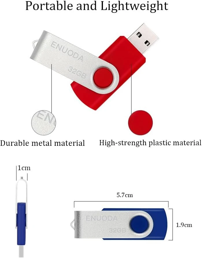 10 vnt. 32 Gb Usb atmintinės, metalinės, skirtingų spalvų