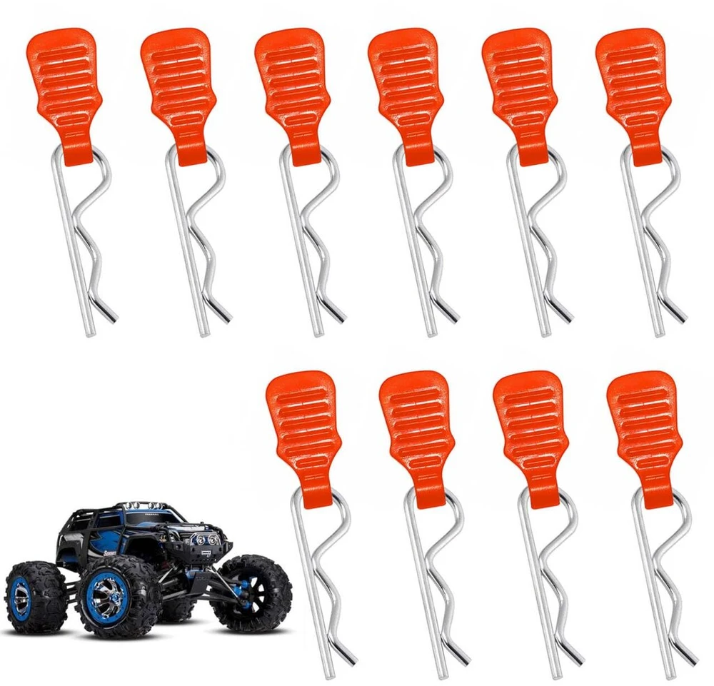10 vnt. rc kėbulo spaustukų, r tipo kaištis sidabriniai kaiščiai kėbulo spaustukai rc priedai, skirti 1/8 1/10 nuotoliniu būdu valdomo automobilio kėbulo modelio atsarginei daliai