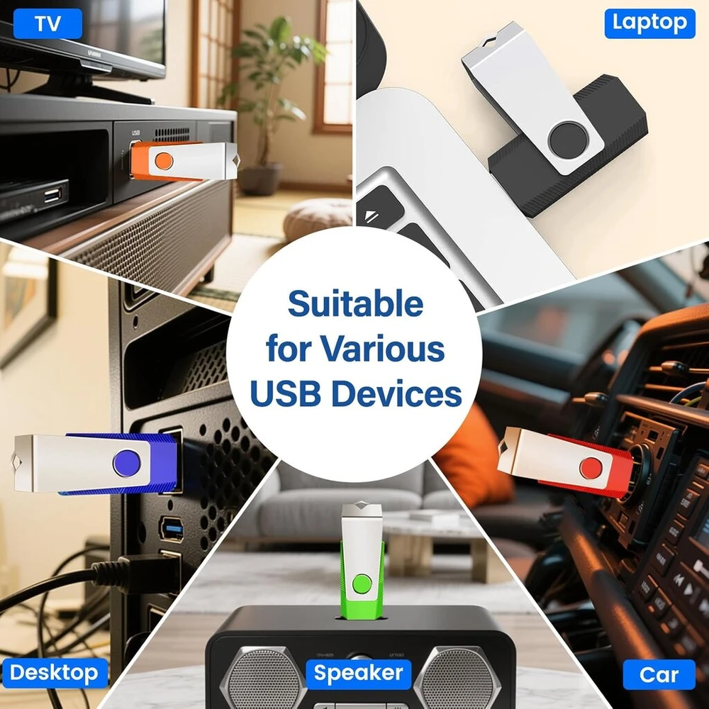 10 vnt. Usb atmintinės 8 Gb, 5 spalvų
