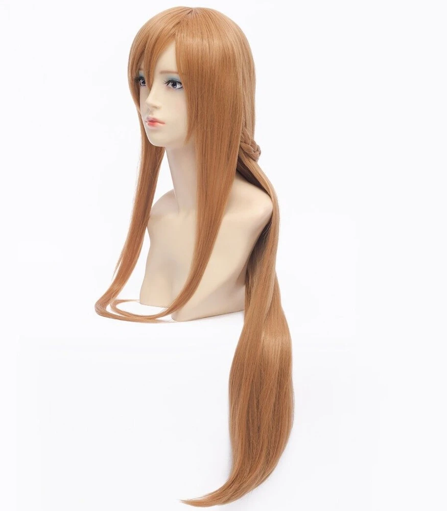 100 cm rudi tiesūs ilgi sintetiniai perukai, skirti cosplay kostiumams, anime perukas