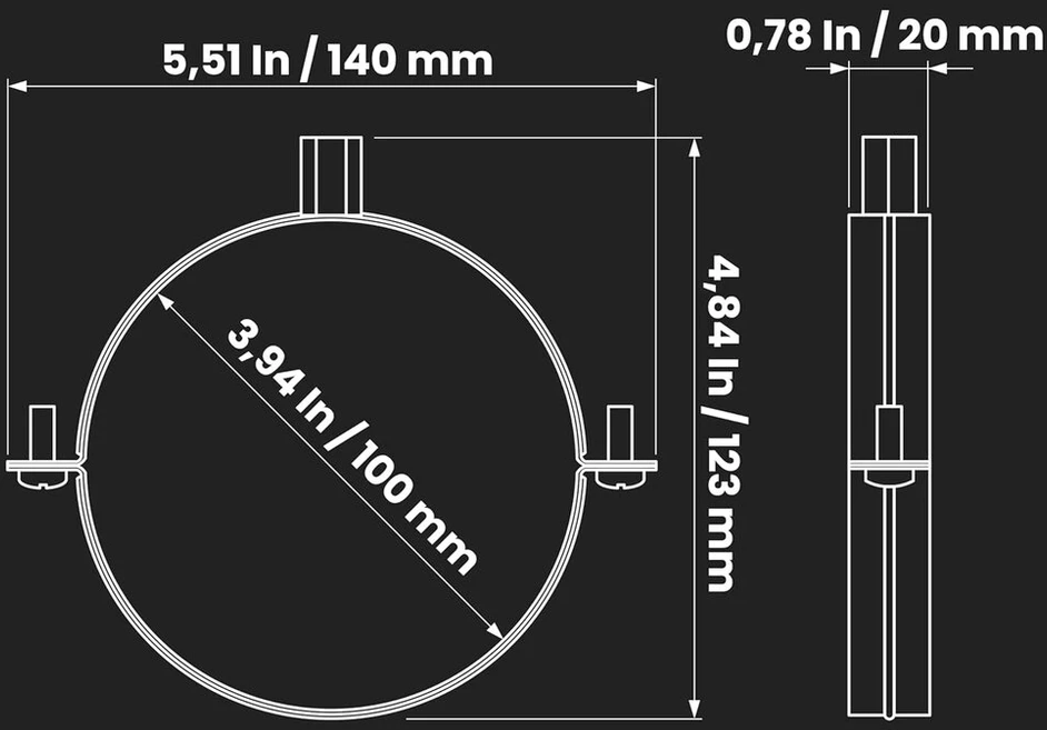 Ø 100 Mm/ø 10 cm cinkuotas vamzdžių laikiklis - vamzdžių sieninis arba lubinis montavimo spaustukas - pvc vamzdžių laikikliai - metalinis ortakių tvirtinimas - žarnos linijos laikiklis - standus vamzdžių laikiklis