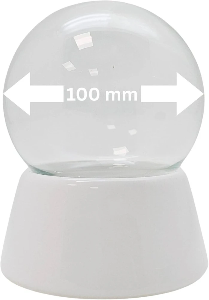100 mm "pasidaryk pats" sniego gaublys | rankdarbių sniego gaublys | baltas pagrindas su stikliniu rutuliu muzikos dėžutės rankdarbių sniego gaublio montavimui | 40045
