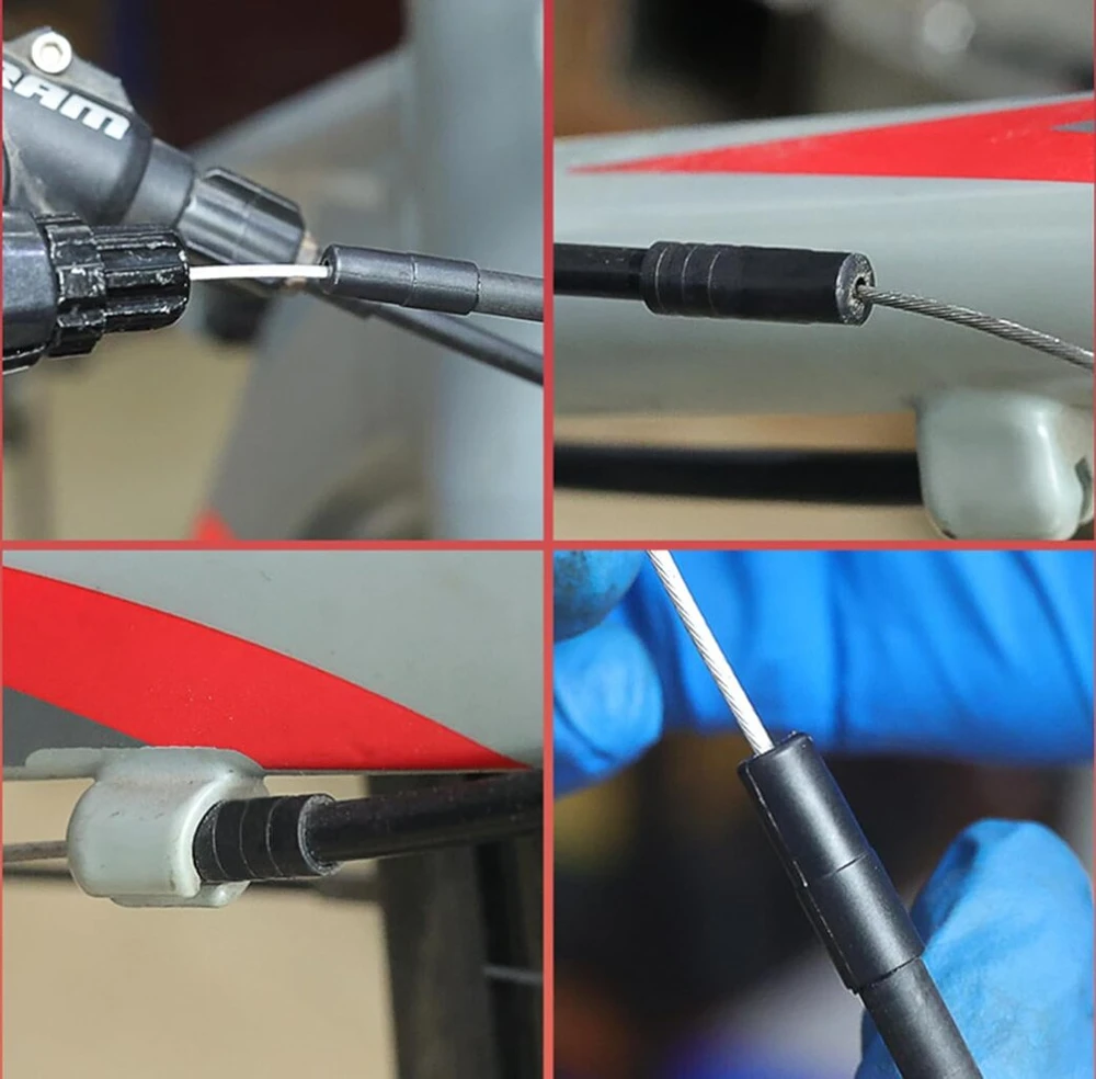 100 plastikinių dviračio trosų antgalių pakuotė, 4 mm pavarų trosų antgaliai, pavarų trosas, antgaliai mtb, dviračiui, plento dviračiui