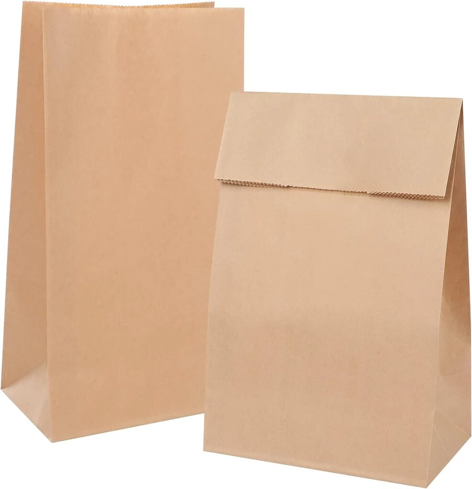 100 rudų kraft popierinių maišelių dovanoms, 11x6x20 cm