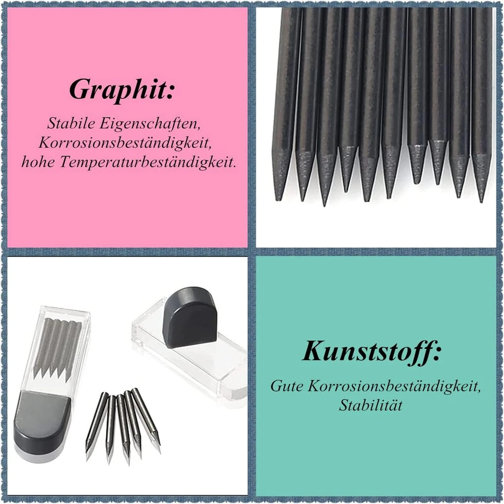 100 vnt. 2b Kompaso pieštuko švinelių, 2 mm skersmens
