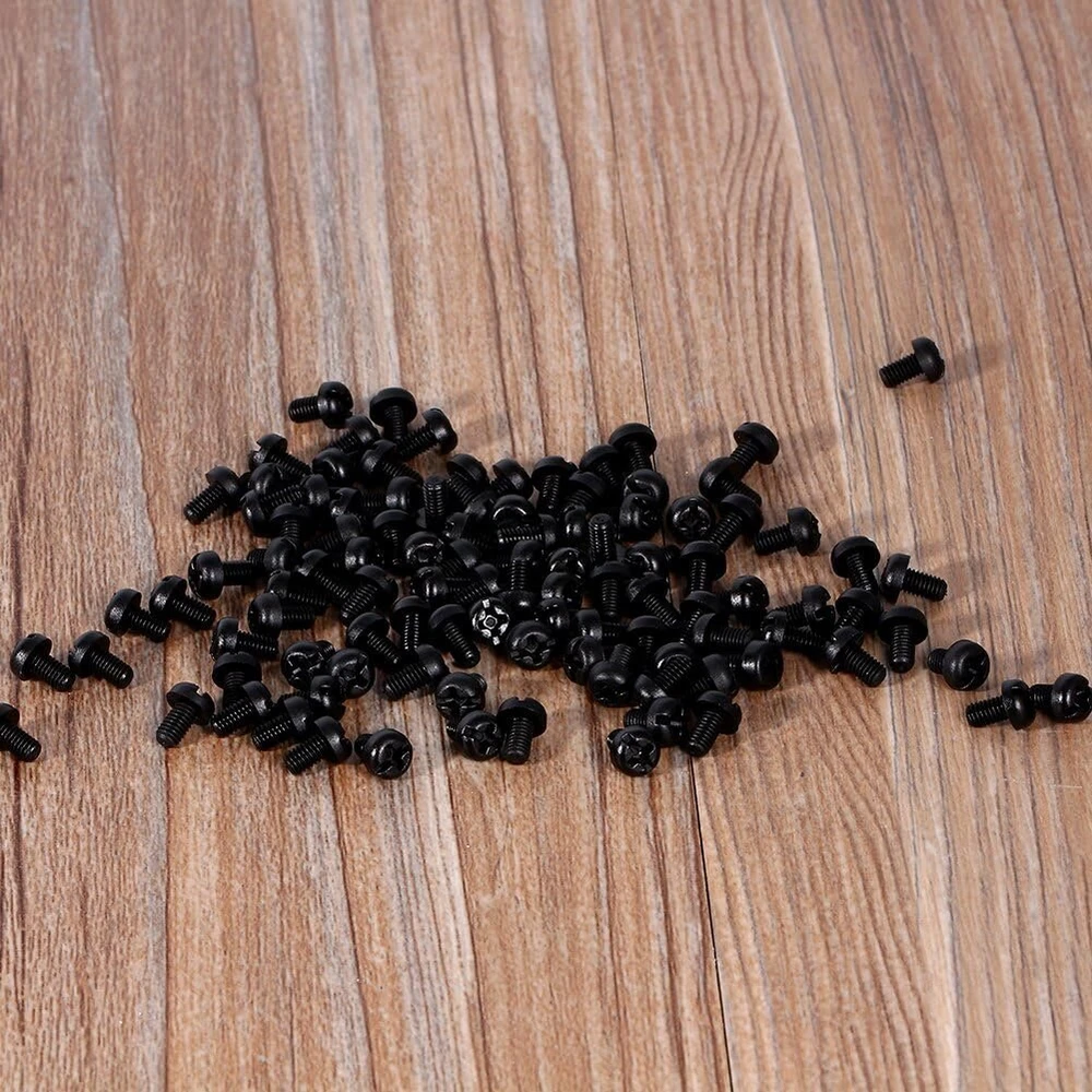 100 vnt. nailoninių varžtų m3, apvalia galvute, cilindriniai, 5 mm (juodi)
