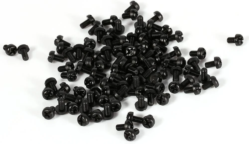 100 vnt. nailoninių varžtų m3, apvalia galvute, cilindriniai, 5 mm (juodi)