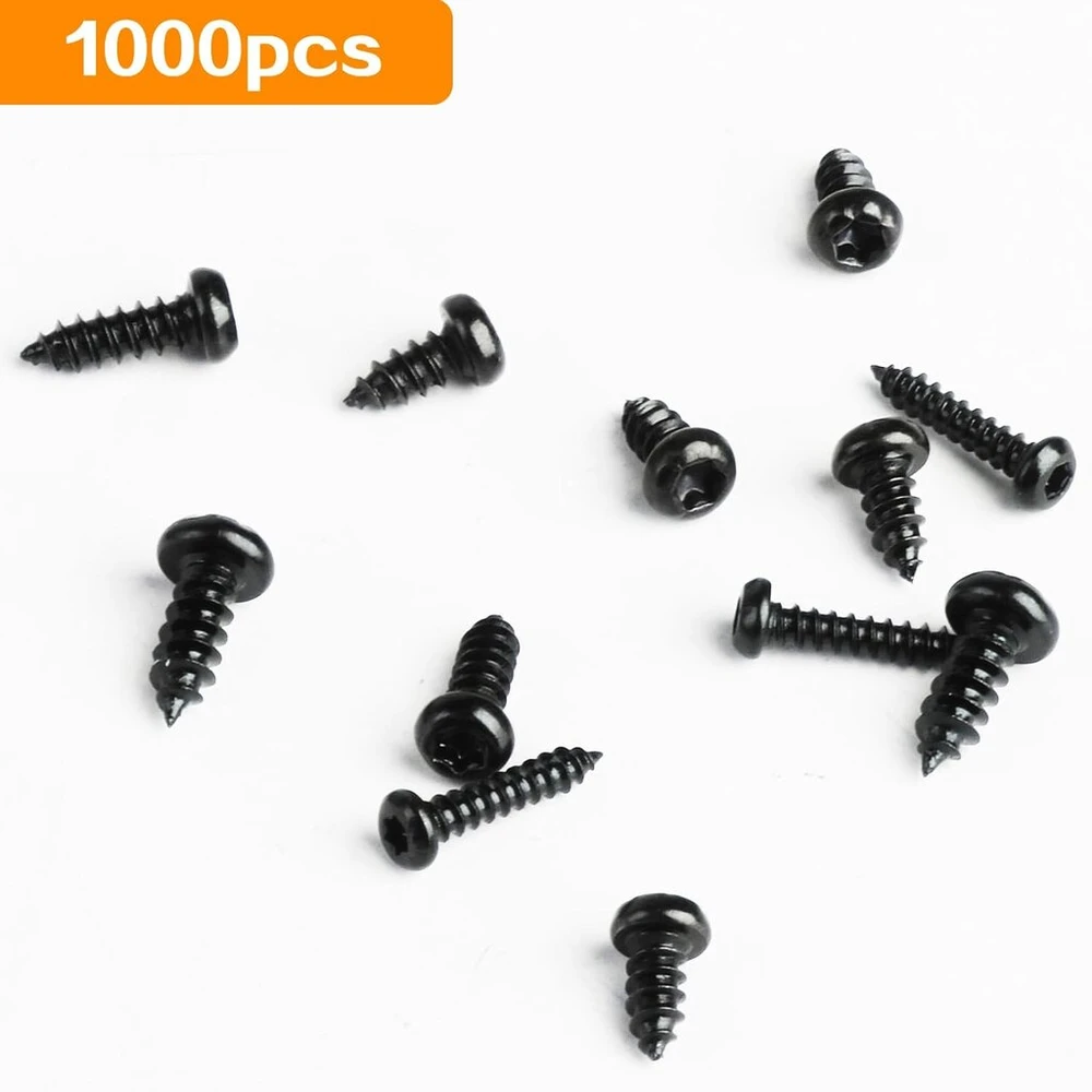 1000 vnt. savisriegių sraigtų rinkinys, torx sraigtai, juodi, m2 m2.3 m2.6 m3 korpuso sraigtai, gręžimo sraigtai, keptuvės galvutės sraigtai, torx plokščios galvutės sraigtai, medvaržčiai