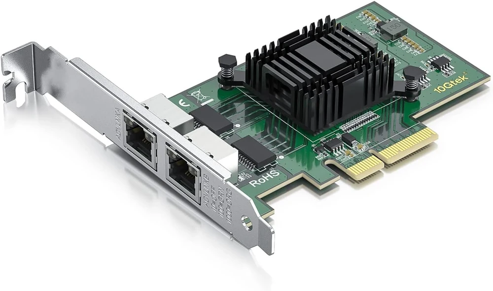 10gtek® Gigabit Pcie serverio adapteris, skirtas Intel I350-t2 - I350am2 lustas, dvigubas Rj45 prievadas, 1gbit Pci Express Ethernet Lan tinklo plokštė, 10/100/1000mbps Nic, skirtas Windows Server, Win8, 10, Xp ir Linux